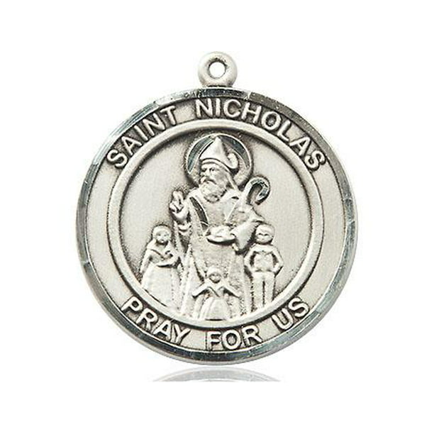 Saint Lucy Round Medal Charm Pendant 0.79 Inch Sterling Silver St